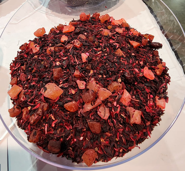 Hawaiian Tropical Tea Blend_Hibiscus, Pineapple Diced, Papaya Diced, Cranberry, Natural Tropical Flavor.